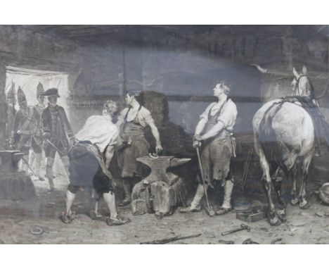 A large lithograph print after SEYMAUR LUCAS 1884 . see illustration. Measures:53cms x 75cms.
