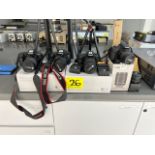 (4x) CANON Camera WHIT CHARGER AND TRIPODS, model E05/90D, serial number 332055000125; 582056002784