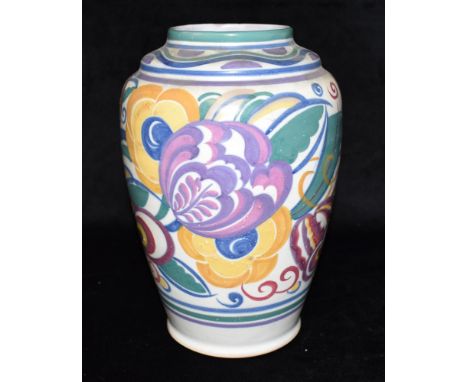 A LARGE CARTER STABLER ADAMS POOLE VASE  of baluster form, decorated in the BX pattern, impressed anchor control mark, decora