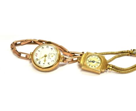 A LADIES 9CT GOLD VINTAGE BRACELET WATCH with an expanding strap, inner case hallmarked for Birmingham 1937 and an inscriptio