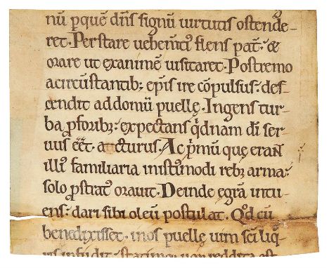 Ɵ Small cutting from Sulpicius Severus, Life of St. Martin of Tours, in Latin, manuscript on parchment[England (St Albans Abb