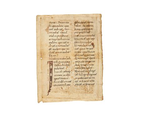 Ɵ Lectionary leaf, with readings from Luke 10:17-24 and John 15:12-16, in Latin, decorated manuscript on parchment[probably I