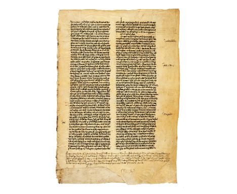 Ɵ Leaf from a collection of Bulls of Pope Boniface VIII, in Latin, from a large manuscript on parchment[northern France (prob