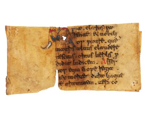 Ɵ Three small cuttings from a single leaf from a portable Collectarium with the Offices for St. Bartholomew and the Decollati