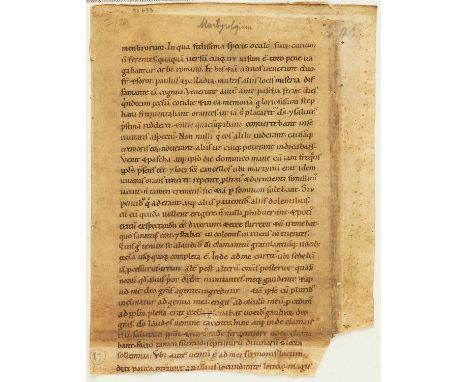 Ɵ Bifolium from a Vita Sancti Stephani, including an abridgement of Evodius, Miracula Facta Uzali, in Latin, decorated manusc