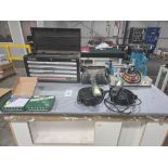 Assorted Tools, Aslan Table Top Router, Air Screwdrivers, Tool Box, etc.