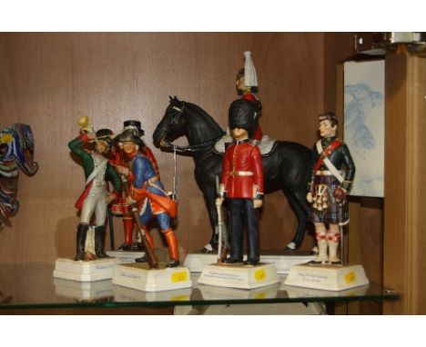 SIX GOEBEL MILITARY FIGURES, to include 'Trooper of The Life Guards' on horseback (a/f), 'Guardsman of The First or Grenadier