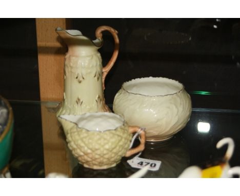 THREE PIECES OF ROYAL WORCESTER LOCKE & CO, to include two jugs, heights approximately 13.5cm and 5.5cm and a sugar bowl (3)