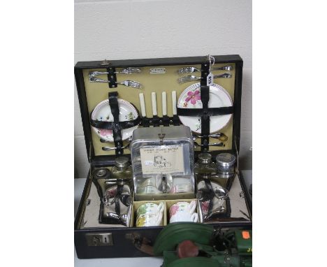 A SIRRAM PICNIC HAMPER, with some original fittings and a Sirram picnic kettle