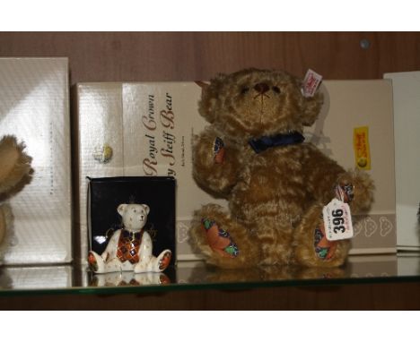 A BOXED STEIFF ROYAL CROWN DERBY BEAR, No.1902 of 2000, No.661464, with a boxed Royal Crown Derby Mini Steiff Bear (2)