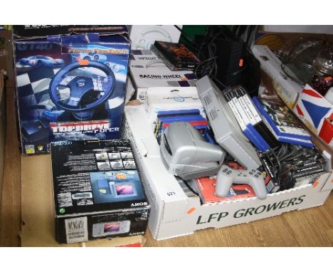 A QUANTITY OF MODERN COMPUTER GAMES AND CAMERA EQUIPMENT, including Sony Playstation and games, Polaroid cameras etc
