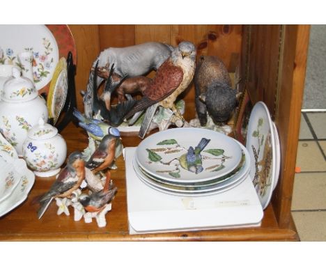 VARIOUS GOEBEL ORNAMENTS AND COLLECTORS PLATES, to include Kestrel, Buffalo, 'Chaffinches', 'Redstart', etc, together with tw