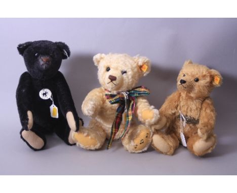 A STEIFF 1908 REPLICA BEAR, Limited Edition No.2584 of 3000, with glower, No.408564 with a Steiff 1902-2002 Anniversary Bear,