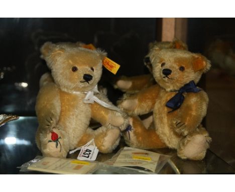 A SET OF FOUR SMALL STEIFF U.K. BEARS, with national emblems embroidered to right foot, Nos.661105, 661112, 661136 and 661143