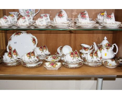 ROYAL ALBERT 'OLD COUNTRY ROSES' TEAWARES AND TRINKETS, to include teapot, cake plate, sugar (slight crack to base), milk jug