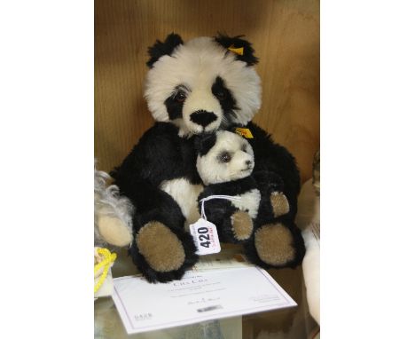 A STEIFF PANDA, 'Cha Cha', No.428, exclusively made for the Danbury Mint, with Baby Panda and certificate, No.660818