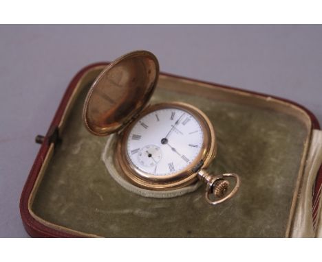 A SMALL GOLD PLATED POCKET WATCH, white enamel dial signed Standard U S A, fully engraved and textured outer case, an initial