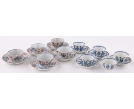 2 Sets of Chinese porcelain tea bowls and saucers.