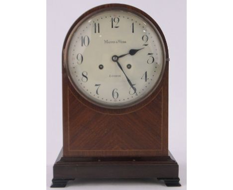 A mahogany cased domed top mantel clock,circa 1900, by Mappin & Webb of London, 8-day 2-train striking movement, height 37cm.