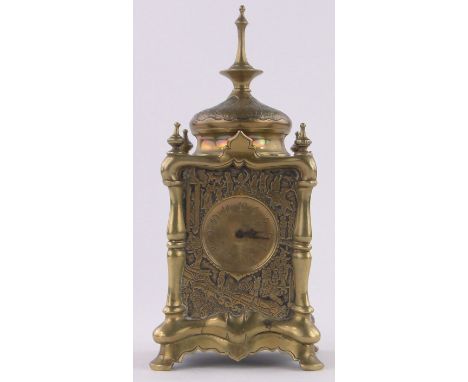 An ornate 19th century continental cast brass cased lantern clock,French made 8-day movement, height 21cm.