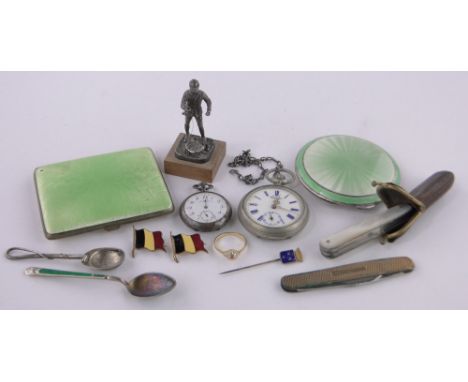 Box of watches, enamel items, etc.
