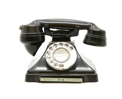 A Bakelite vintage telephone,  together with a cased trombone, and a collection of British blue drinking glasses (qty.)