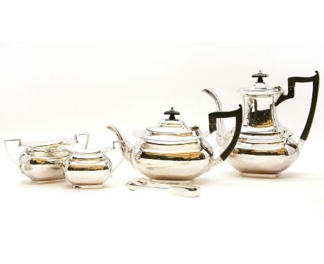 A Walker & Hall four piece 'A1' silver plated tea service, with receipt, cost £29,16 shillings and 8 pennies in 1947, and Geo