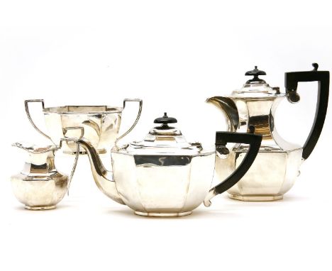 A silver four piece tea service, by Emile Viner, Sheffield 1931