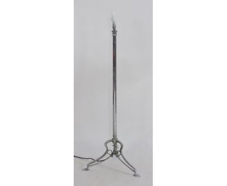 An Arts & Crafts chrome standard lamp, 122cm high (4ft)