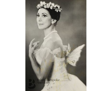 Dame Margot Fonteyn (1919-1991), black and white signed portrait photograph of Margot Fonteyn in Michel Fokine's 1963's produ