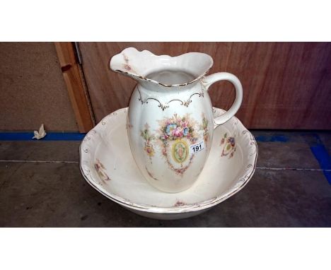 An Edwardian jug and basin set