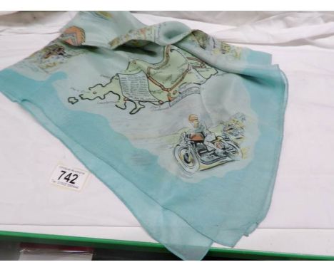 A circa 1957 Isle of Man TT races ladies silk scarf
