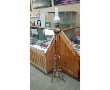 A Victorian brass standard oil lamp
