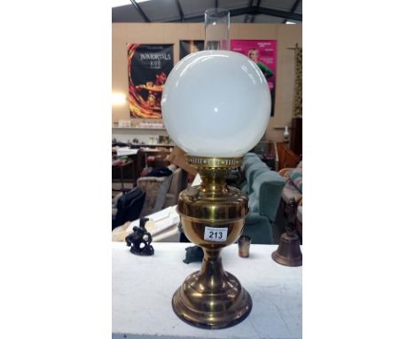 A brass oil lamp