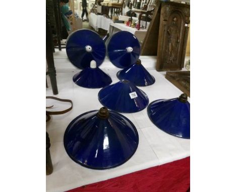 7 blue enamel lamp shades