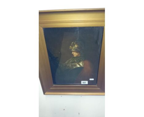 A 1922 Military portrait in oil by Lt. Colonel G D Carlton after the original by Rembrandt