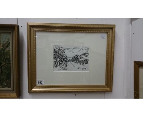 A pen and ink sketch by Adrian Hill (1895-1977) signed