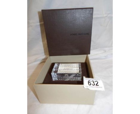 A rare Louis Vuitton crystal glass V.I.P paperweight in the form of a trunk and in original box
