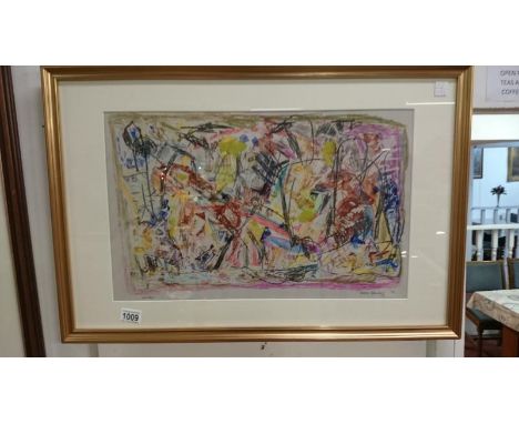 A monotype abstract print by Walter Steinberg (born 1922) signed and dated 1978
