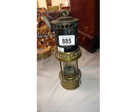 An unusual brass and iron 19th century miner's lamp