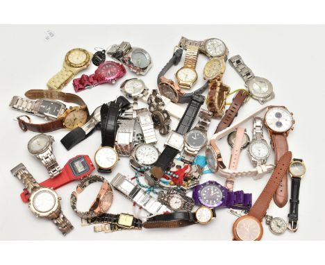 AN ASSORTMENT OF WATCHES, two small boxes of wrist watches, names to include Rotary Red Herring, Accurist and Morgan, (condit