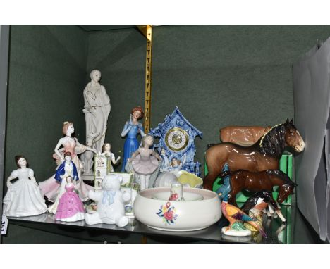 A GROUP OF ROYAL DOULTON, COALPORT, BESWICK, POOLE AND OTHER CERAMICS, to include Royal Doulton Collectors Club exclusive fig