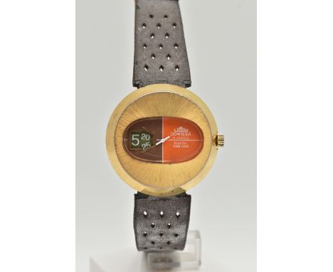 A VINTAGE JOWISSA DIGITAL WRISTWATCH, brown and orange dial with white hands, date window, the dial is signed 'JOWISSA 17 Jew