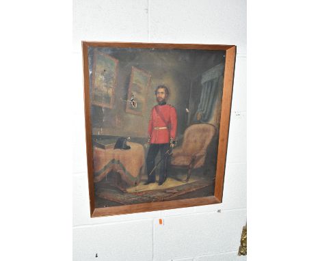 MID 19TH CENTURY BRITISH SCHOOL, FULL LENGTH PORTRAIT OF A GENTLEMAN IN THE UNIFORM OF THE ROYAL MARINE LIGHT INFANTRY, posed