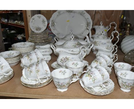 A SEVENTY FIVE PIECE ROYAL ALBERT 'HAWORTH' DINNER SERVICE, comprising two tureens, a meat plate, a sauceboat and stand, a te