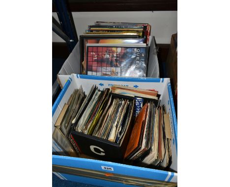 TWO BOXES OF RECORDS, to include approximately forty vinyl LPs including Queen Live Magic and Spandau Ballet True, and over o