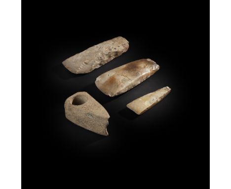 COLLECTION OF FLINT & STONE AXE HEADS SCANDINAVIA, NEOLITHIC, EARLIEST C. 5TH MILLENIUM BC longest 16cmknapped flint and poli