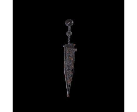 CELTIBERIAN "PUGIO" DAGGER AND SCABBARD IBERIA, 1ST CENTURY BC 32.5cmcast iron, the handle formed of two sections, held toget
