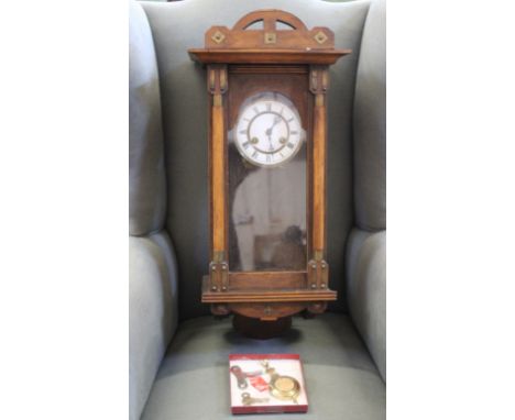 An early 20th Century German wall clock 63cm high, 28cm wide 