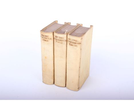 17th century collection of the works of Ovid, in three volumes, including 'Metamorphoses' and 'Fausti'. First edition, publis